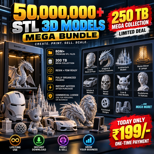 🔥 50,000,000+ STL 3D MODELS MEGA BUNDLE | 3D PRINTING READYMADE DESIGNS